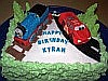 Thomas the Tank Engine and Lightening McQueen Cake